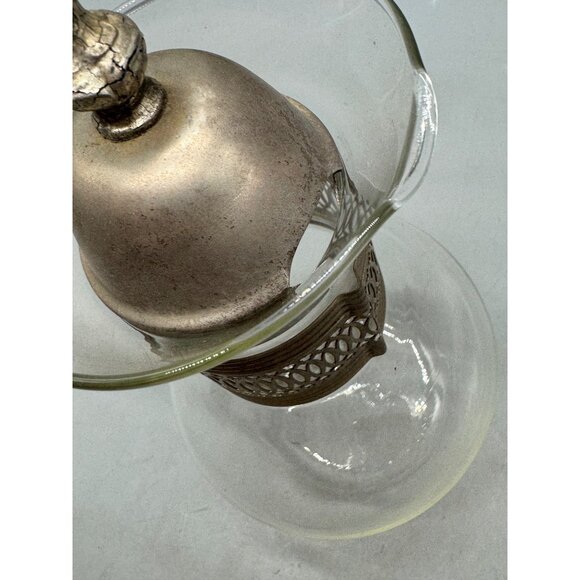 Vintage Glass Carafe Ornate Metal Handle & Lid 8=10.5" Tall Elegant Design READ - Picture 4 of 12
